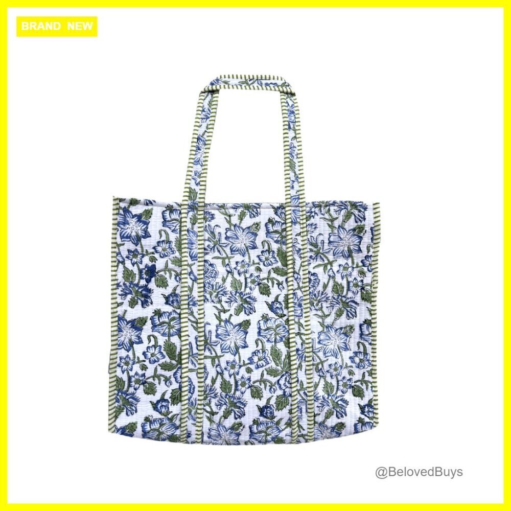 Large Quilted Cotton Reversible Tote Bag Handmade Floral Print Handbag